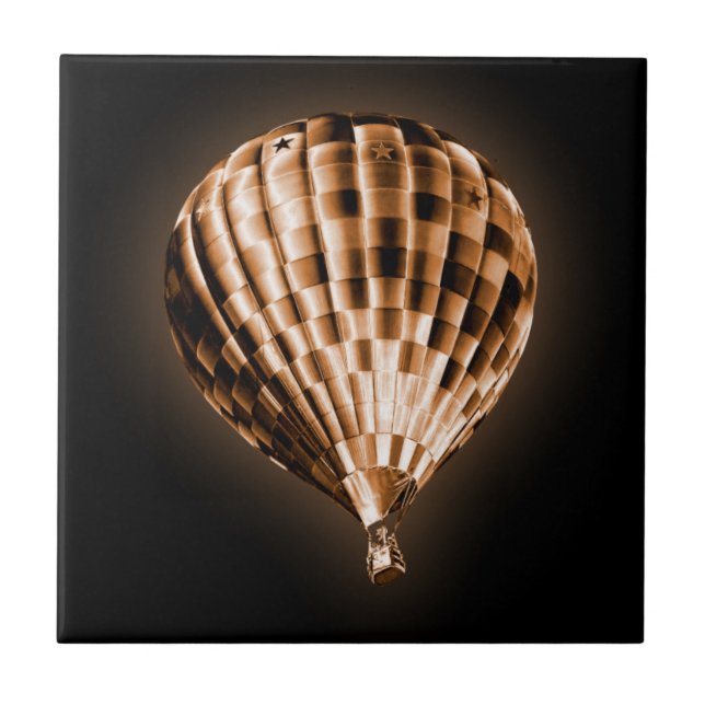 Glowy Golden Hot Air Balloon on Black Tile (Front)