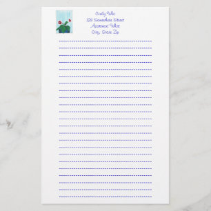 Gloxinia African Violet Flower Lined Stationery