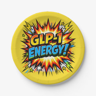 GLP-1 Energy Comic Pop Art   Paper Plate