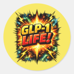 GLP-1 LIFE! Comic Pop Art   Classic Round Sticker