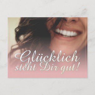 Glücklich steht Dir gut! - Rosé Holiday Postcard