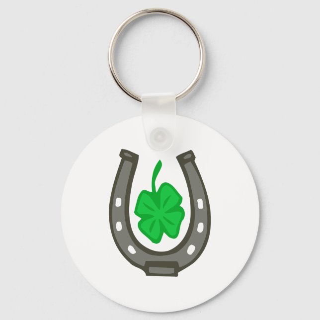 Glücksbringer Hufeisen Kleeblatt Key Ring (Front)