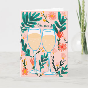 Glückwunsch Sekt Champagner Blumen Prost Hochzeit Card