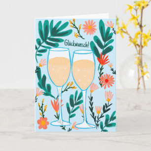 Glückwunsch Sekt Champagner Blumen Prost Hochzeit Card