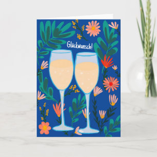 Glückwunsch Sekt Champagner Blumen Prost Hochzeit Card