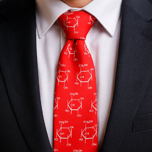 Glucose Molecule Chemistry Science Themed Red Tie