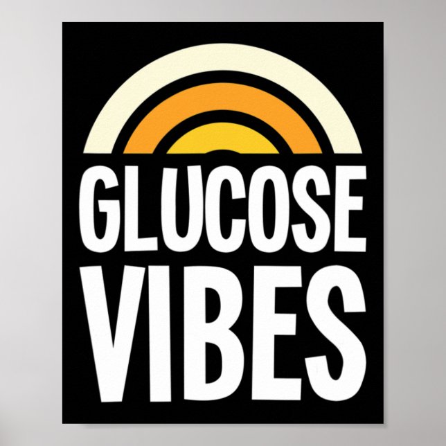 Glucose Vibes Diabetes Awareness Support Fighting  Poster (Front)