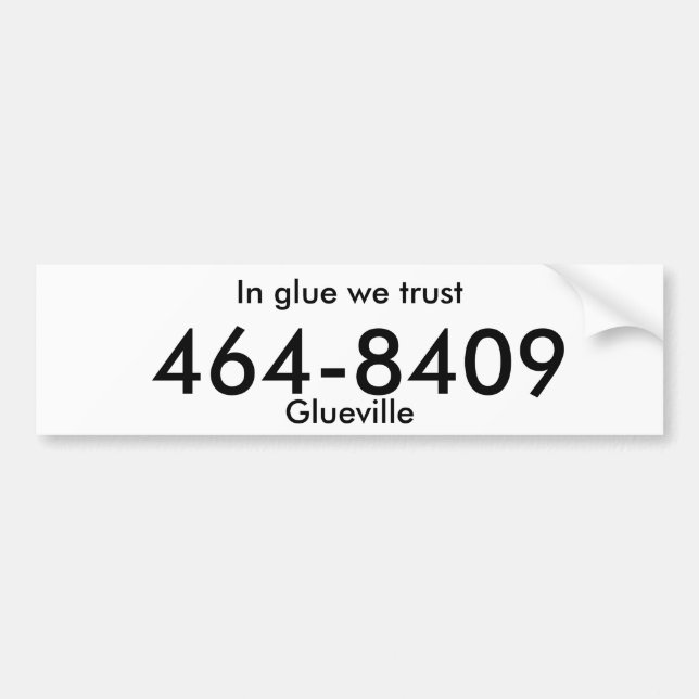 "glueville" fake license plate bumper sticker (Front)