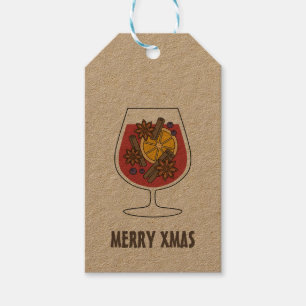 Gluhwein doodle, christmas holidays tasty design gift tags