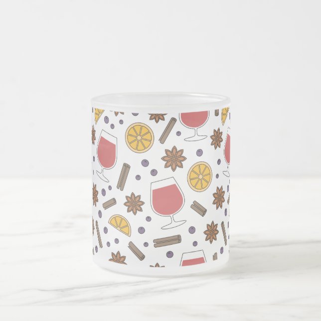 Gluhwein doodle, christmas holidays tasty drink frosted glass coffee mug (Center)