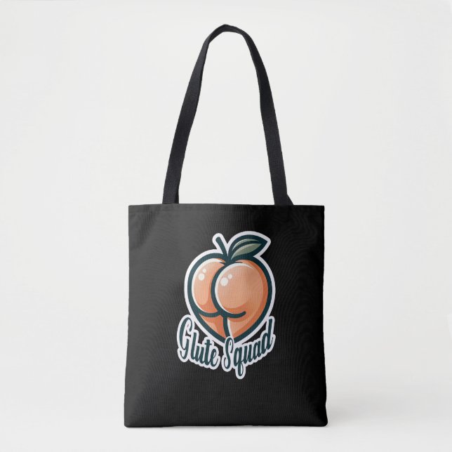 Glute Squad Peach Butt Glutes Gym Fitness Tote Bag (Front)