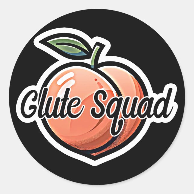 Glute Squad Peach Fitness Workout Classic Round Sticker (Front)