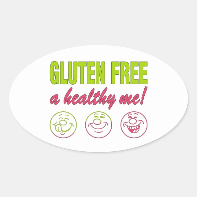 Gluten Free A Healthy Me! Gluten Allergy Celiac Oval Sticker (Front)