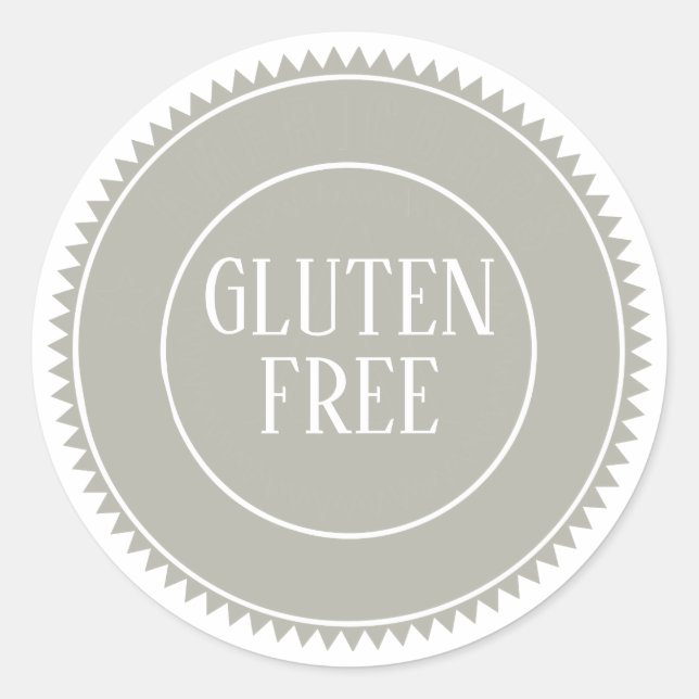 Gluten Free Allergy Safe Bakery Grey Classic Round Sticker (Front)