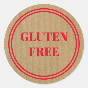 Gluten Free Allergy Safe Kraft Paper Simple Red Classic Round Sticker