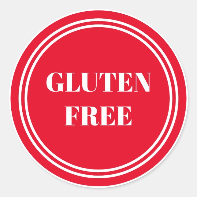 Gluten Free Allergy Safe Red Simple Classic Round Classic Round Sticker (Front)