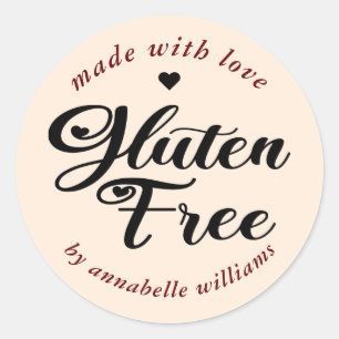 Gluten Free Bakery Typography Classic Round Sticke Sticker