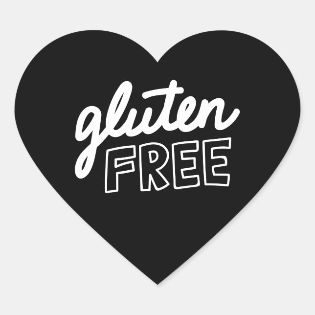 Gluten Free Black And White Typography  Heart Sticker (Front)