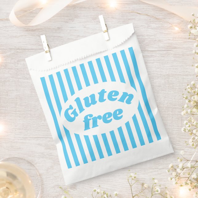 Gluten Free Blue White Candy Stripe Favour Bags (Clipped)