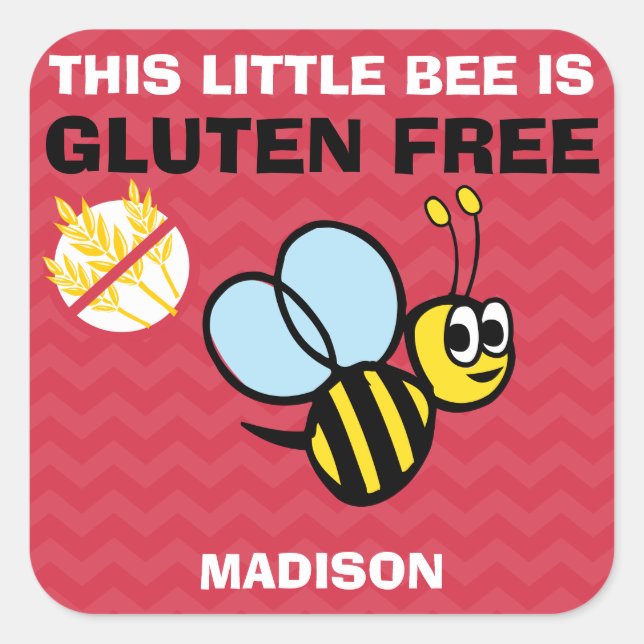 Gluten Free Bumblebee Celiac Red Stickers (Front)