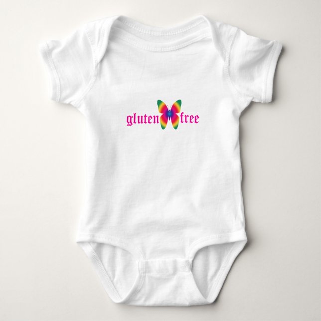 gluten-free butterfly (multi) baby bodysuit (Front)