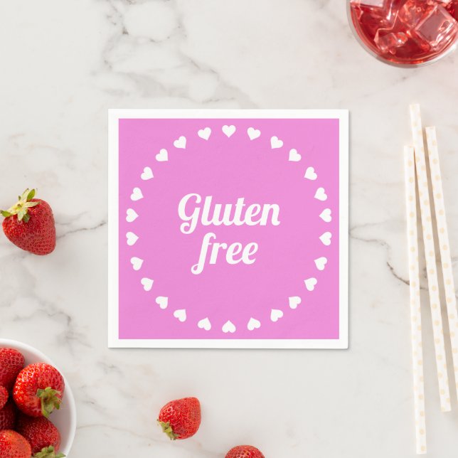 Gluten Free Celiac Coeliac Pink Party Napkin (Insitu)