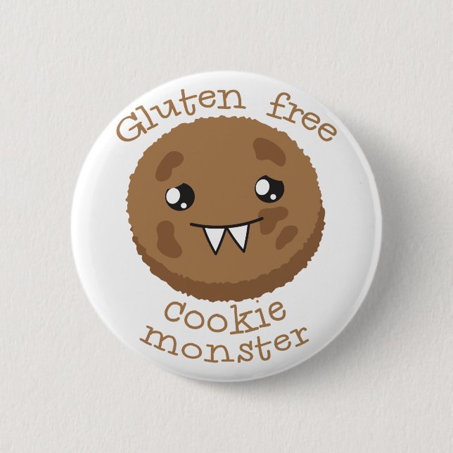 Gluten free cookie monster 6 cm round badge (Front)