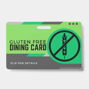 Gluten Free Dining Restaurant Safety Card ID Badge