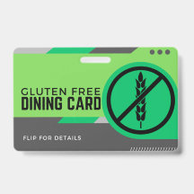 Gluten Free Dining Restaurant Safety Card