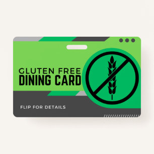Gluten Free Dining Restaurant Safety Card ID Badge