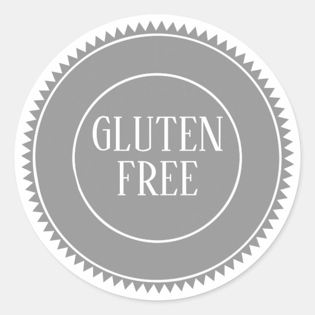 Gluten Free Food Allergy Safe Grey  Classic Round Sticker (Front)