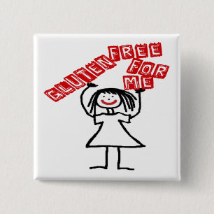 Gluten Free For Me Cartoon 15 Cm Square Badge