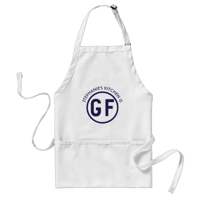 Gluten Free GF Circle in Navy Blue Apron (Front)