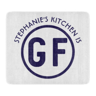 Gluten Free GF Circle Navy Blue Cutting Board