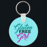 Gluten Free Girl Key Ring<br><div class="desc">Gluten Free Girl gift. A cute GF design for a girl with celiac disease,  gluten sensitivity or intolerance that doesn't eat wheat. Pretty teal and pink typography.</div>