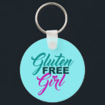 Gluten Free Girl Key Ring<br><div class="desc">Gluten Free Girl gift. A cute GF design for a girl with celiac disease,  gluten sensitivity or intolerance that doesn't eat wheat. Pretty teal and pink typography.</div>