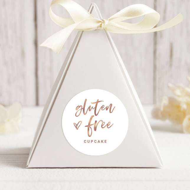 Gluten Free Item | Modern Casual Script and Heart Classic Round Sticker (Creator Uploaded)