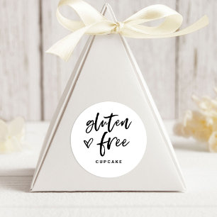 Gluten Free Item   Modern Casual Script and Heart Classic Round Sticker