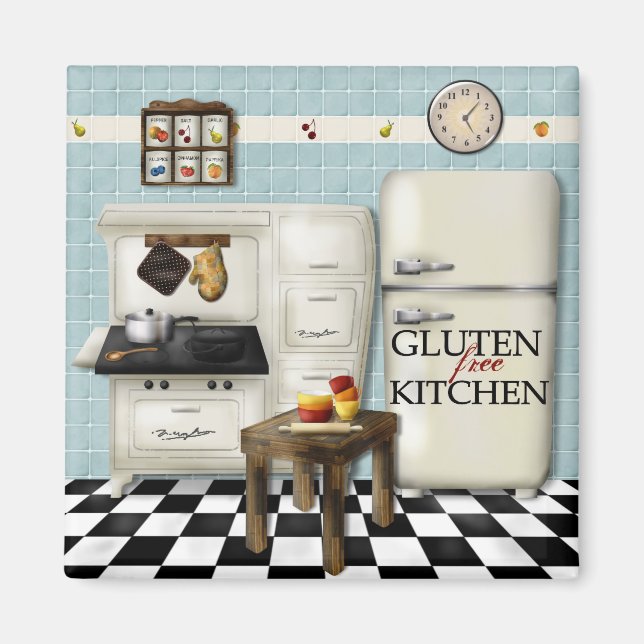 Gluten Free Kitchen - Teal bkg Magnet (Front)