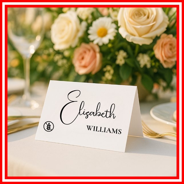 Gluten Free Menu Modern Script Wedding Place Cards (Creator Uploaded)