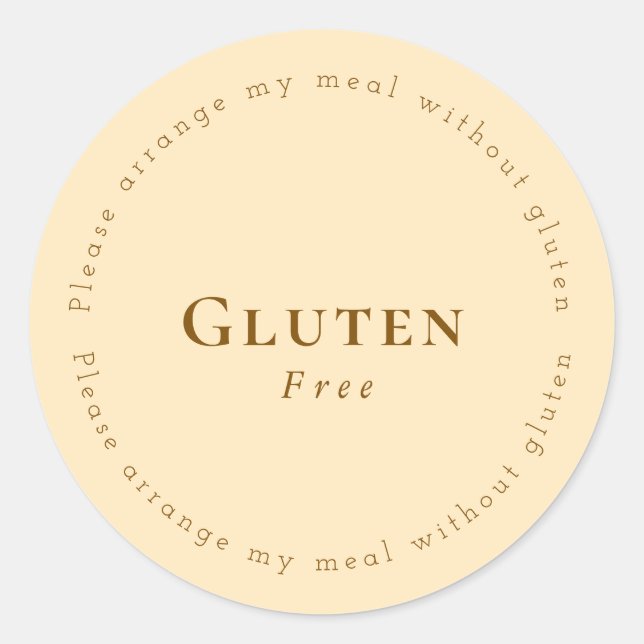 Gluten-Free Request Sticker, Soft Beige - Brown Classic Round Sticker (Front)