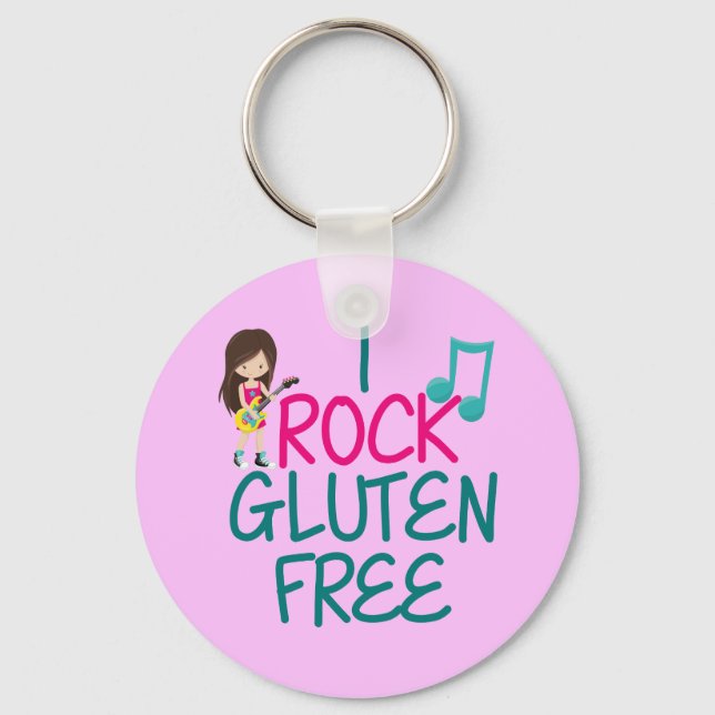 Gluten Free Rock Star Girl Key Ring (Front)