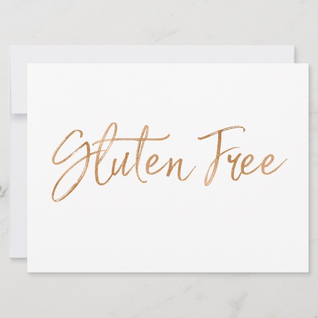 "Gluten Free" Sign | Stylish Gold Rose Lettered Invitation (Front)