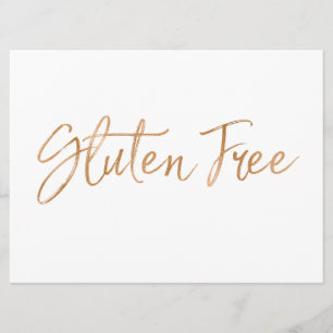 "Gluten Free" Sign   Stylish Gold Rose Lettered Invitation