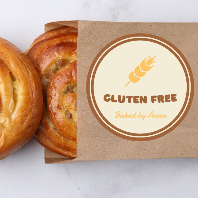 Gluten Free Simple Personalised  Classic Round Sticker (Creator Uploaded)