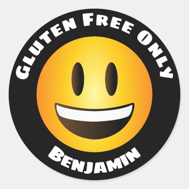 Gluten Free Smiling Emoji Face Classic Round Sticker (Front)