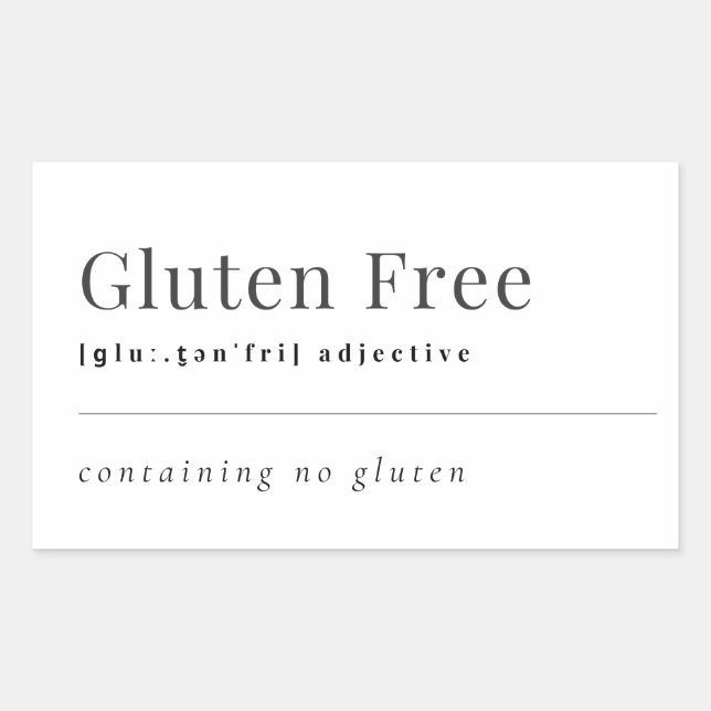 Gluten Free Sticker Labels - Definition of Gluten (Front)