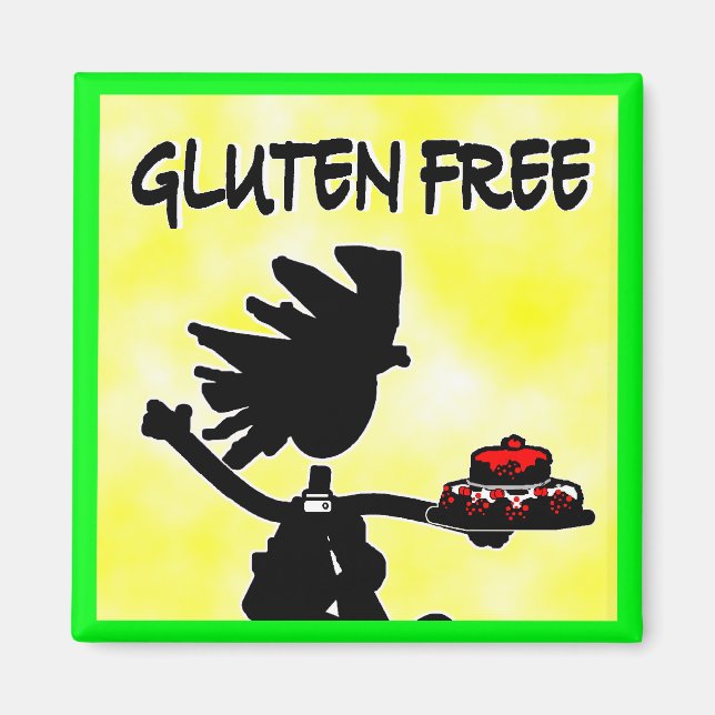 Gluten-Free Whimsy Silhouette Design Magnet (Front)