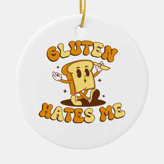 Gluten Hates Me Ceramic Tree Decoration (Front)