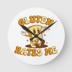 Gluten Hates Me Round Clock